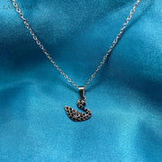 Swan Pendant Silver Crystal