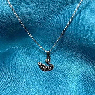 Swan Pendant Silver Crystal
