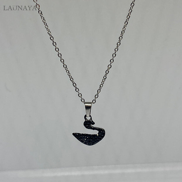 Swan Pendant Silver Crystal