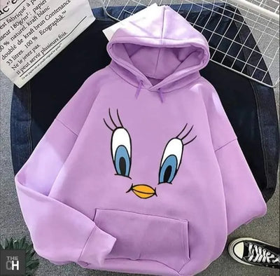 Tuety Printed Fleece Winter Hoodie